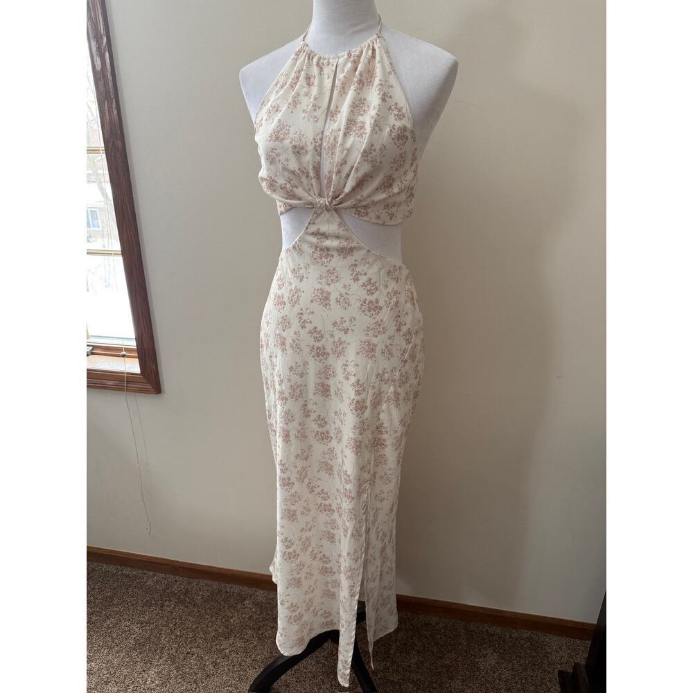 Fortunate One Cream and Tan Midi Dress - Picture 3 of 9